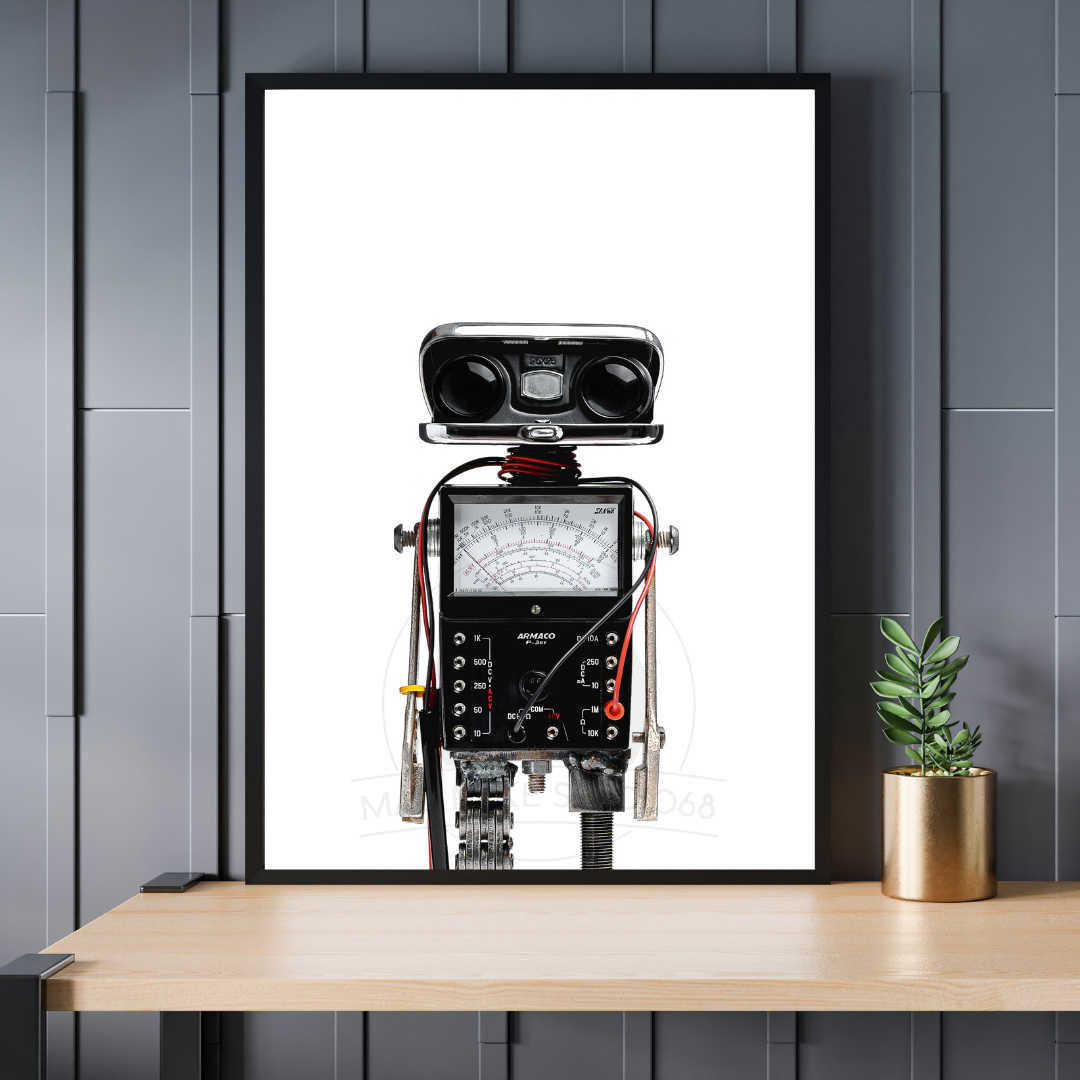 Robot Portrait Art Print - Armand - Black-eyed Armand close-up!