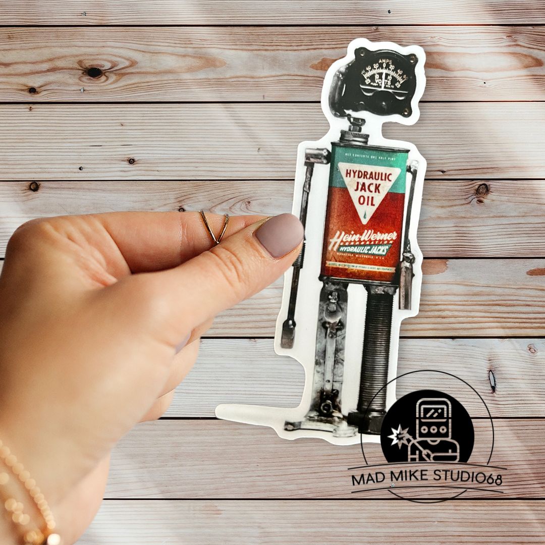 This cute little custom die cut robot scrap art sticker is made of permanent white semi gloss vinyl and measures as follows: Features: Metric: 3.5 cm wide x 10 cm tall Imperial: 1.4 inches wide x 4 inches tall Collect them all!