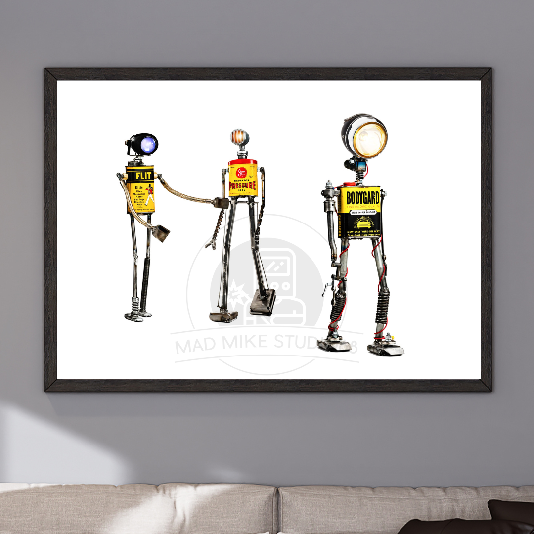 Robot Portrait Art Print - The Yellow Jackets - Bodyguards