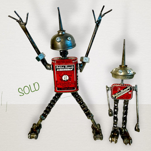**SOLD** Lloyd and Harry- Set of Robot Art Sculptures