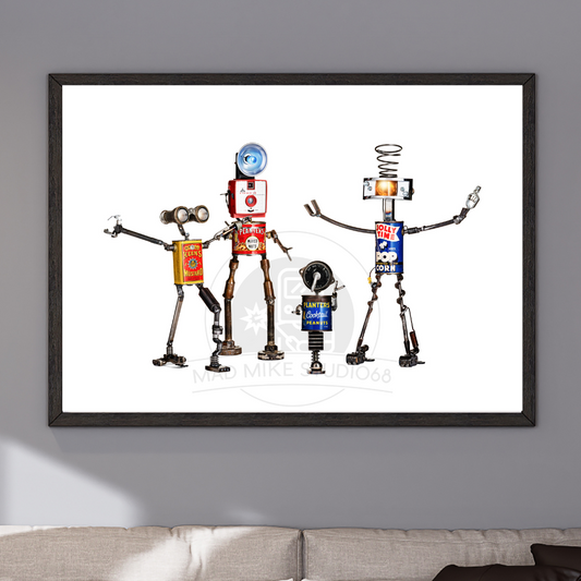 Robot Portrait Art Print - Party Time