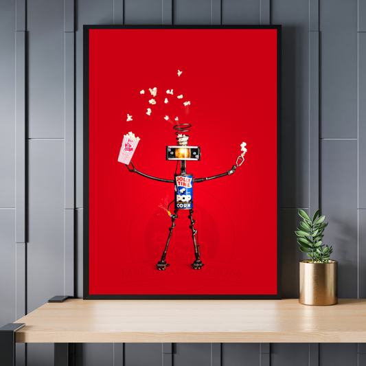 Robot Portrait Art Print - Popping Jolly Time!