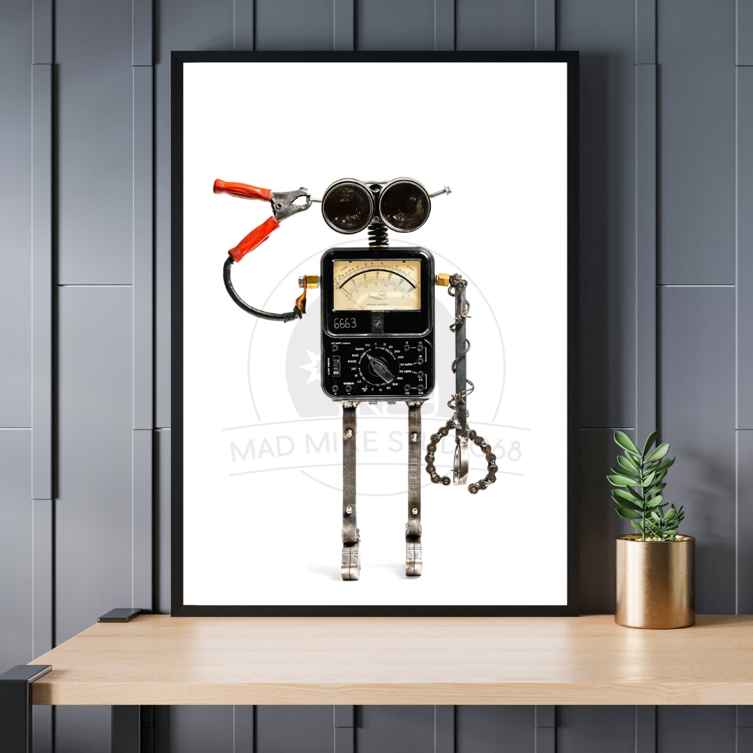 Robot Portrait Art Print - Sparkles