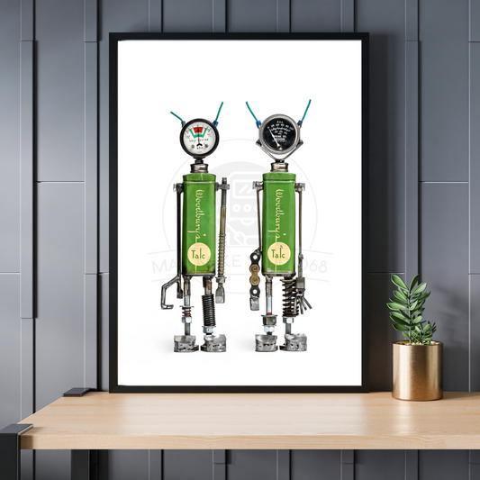 Robot Portrait Art Print - The Twins