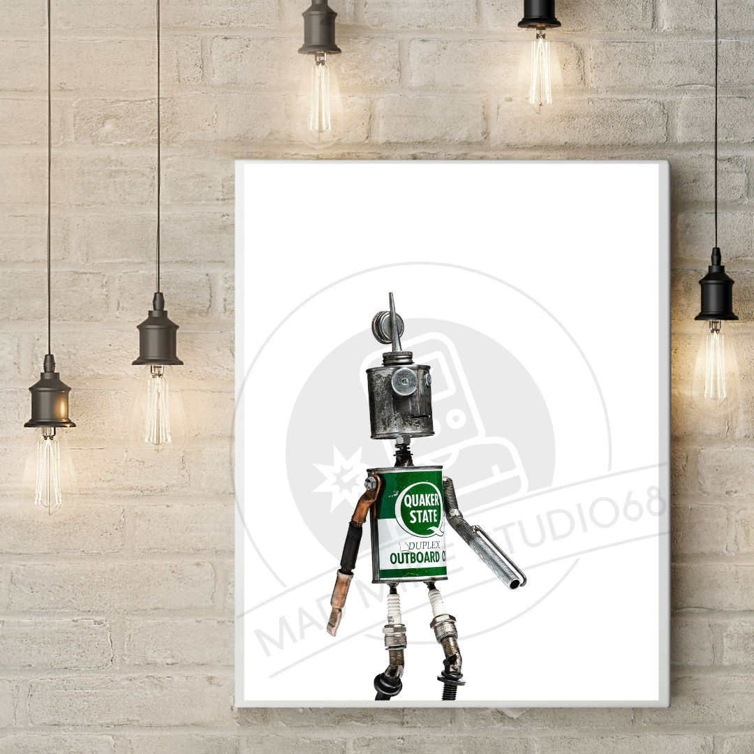 Robot Portrait Art Print - Walker - Learning to walk again!